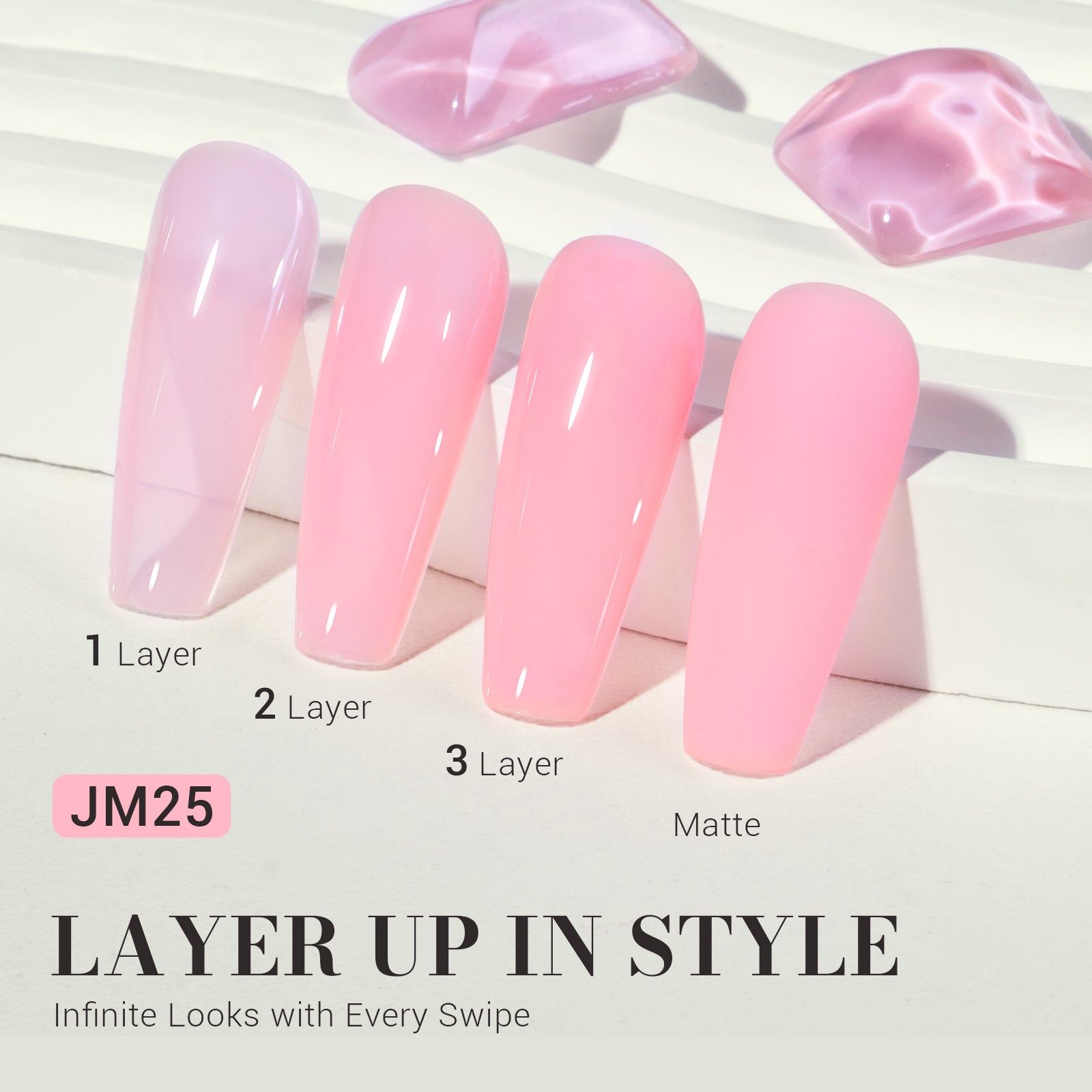 Jeweliver Jelly TPO-Free Gel Nail Polish 0.5 fl oz/15ml - Pink JM25 - 图片2