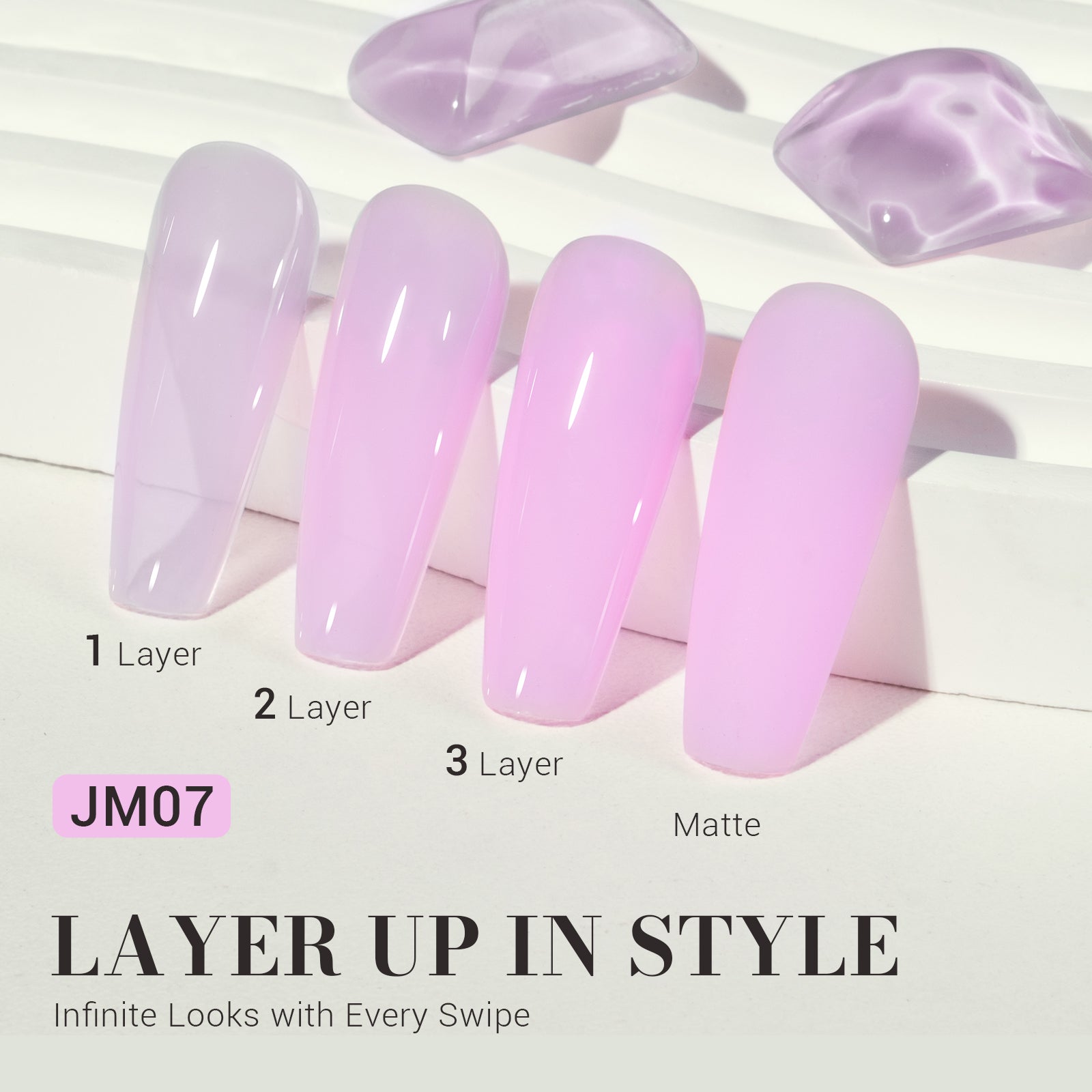 Jeweliver Jelly TPO-Free Gel Nail Polish 0.5 fl oz/15ml - Pink Purple JM07 - 图片2