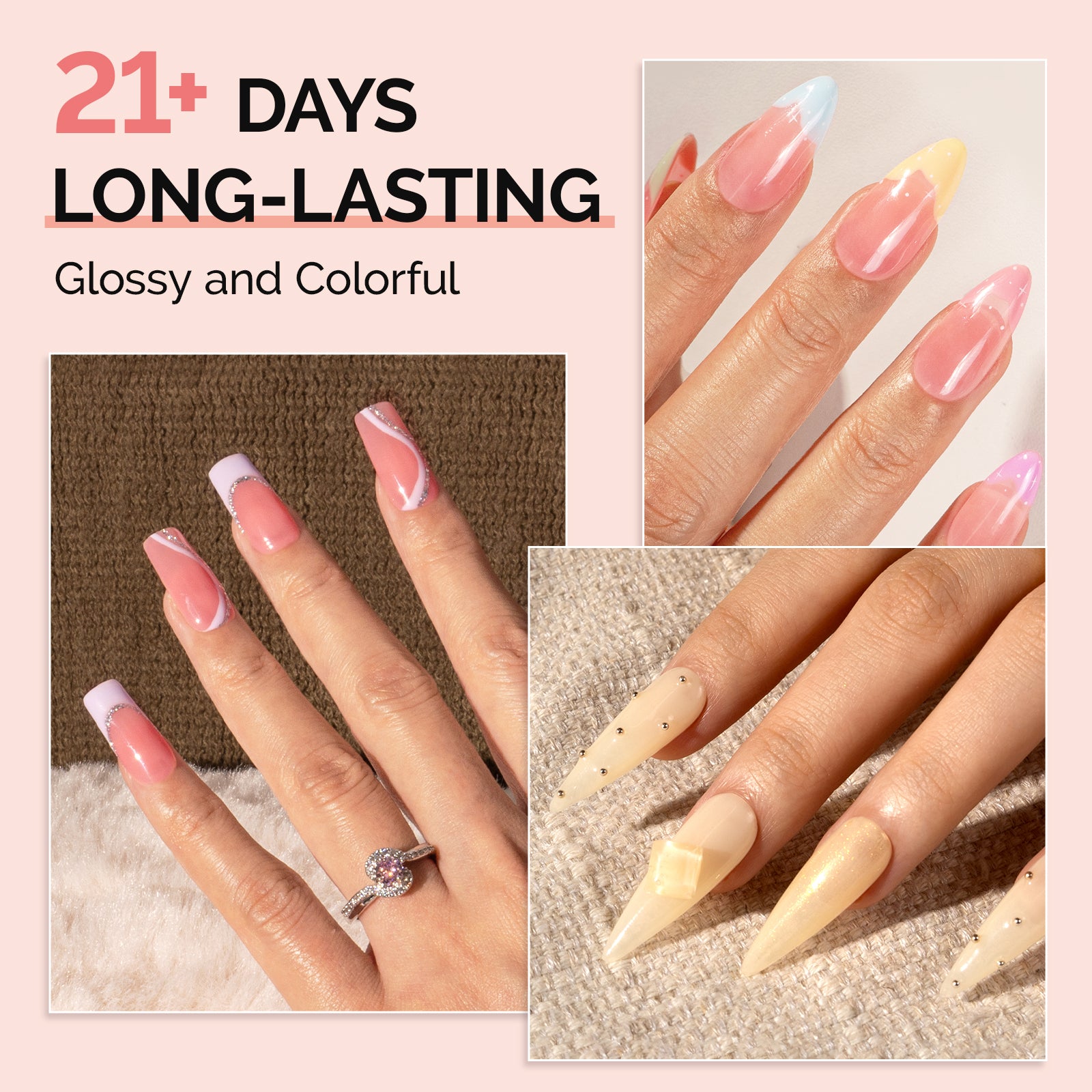 Jeweliver Jelly TPO-Free Gel Nail Polish Set 6 Colors 15ml - Jelly Pink - 图片4