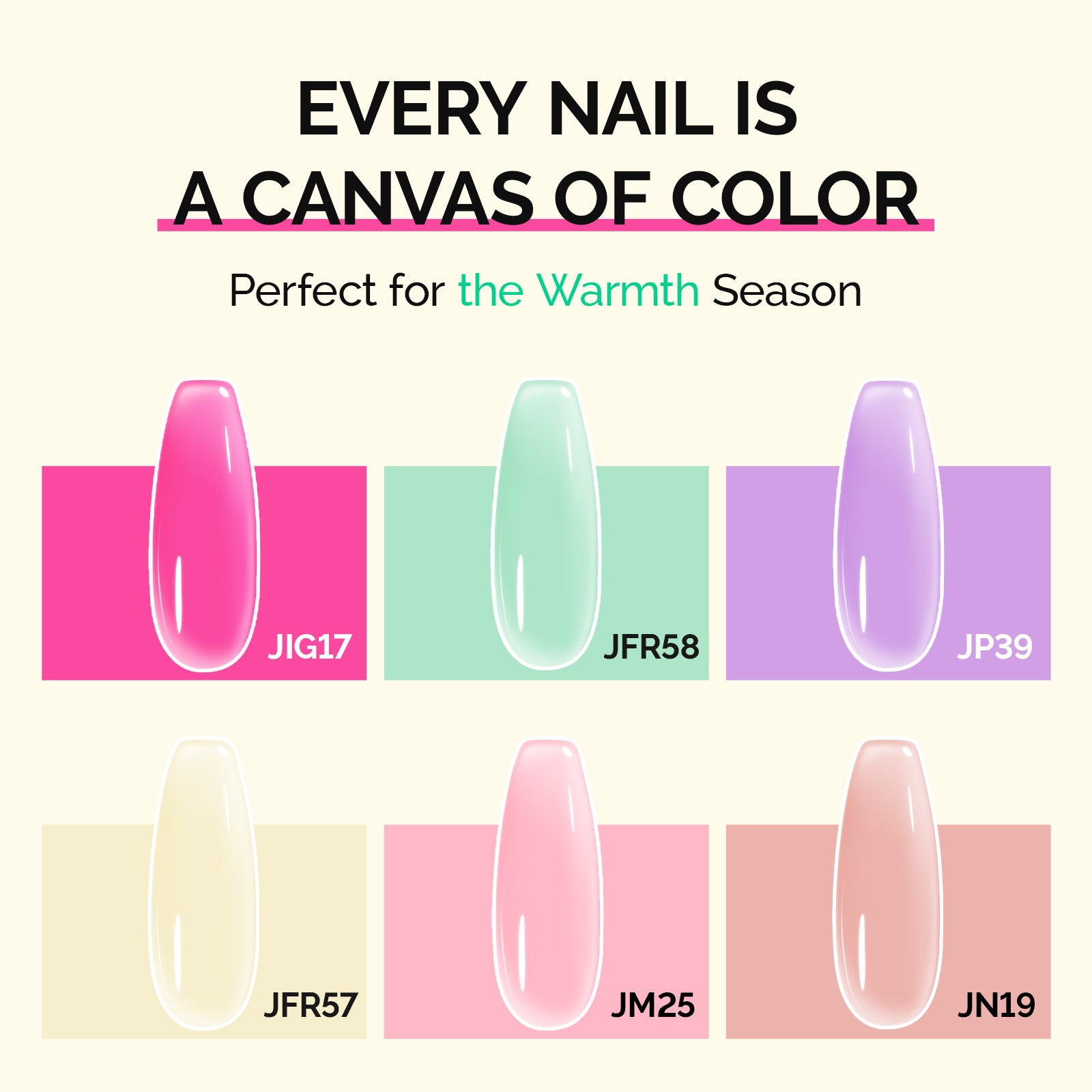 Jeweliver Jelly TPO-Free Gel Nail Polish Set 6 Colors 15ml - Warm Season - 图片3