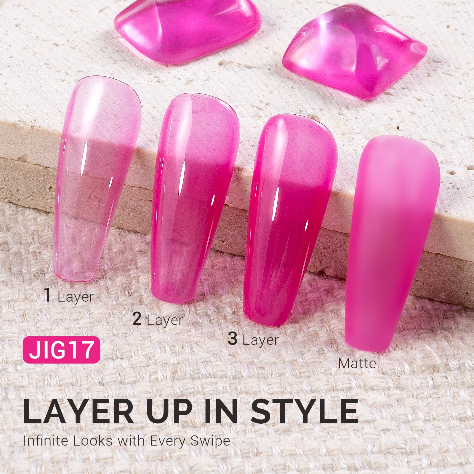 Jeweliver Jelly TPO-Free Gel Polish 15ml - Pink Tourmaline - JIG17 - 图片2