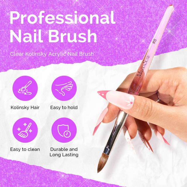 Kolinsky Acrylic Nail Brush Carving Purple #8
