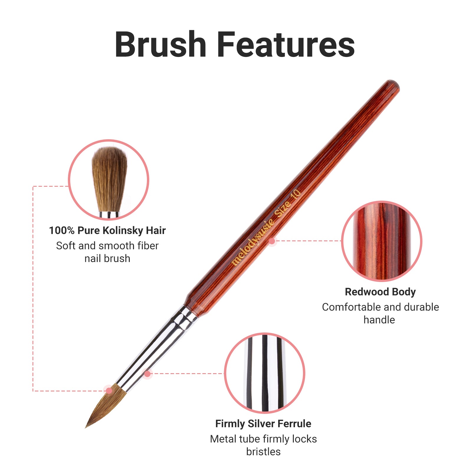 Kolinsky Acrylic Nail Brush - Rosewood Handle - 图片12
