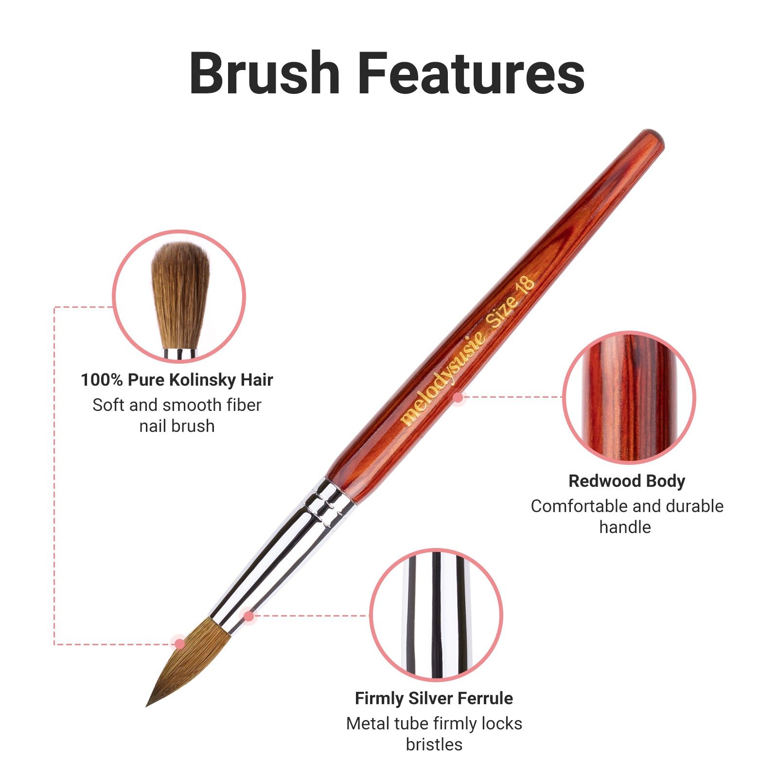 Kolinsky Acrylic Nail Brush - Rosewood Handle - 图片22