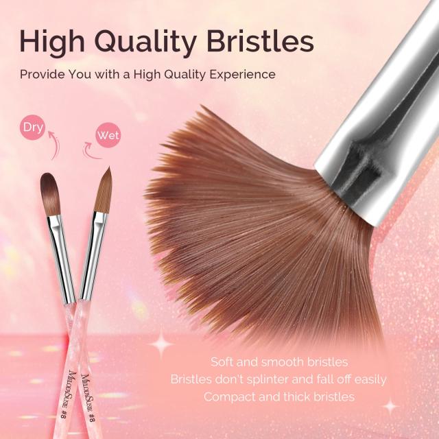 Kolinsky Acrylic Nail Brush Set - Pink