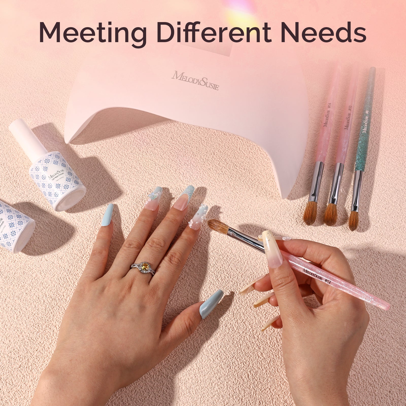 Kolinsky Acrylic Nail Brush Set - Pink - 图片7