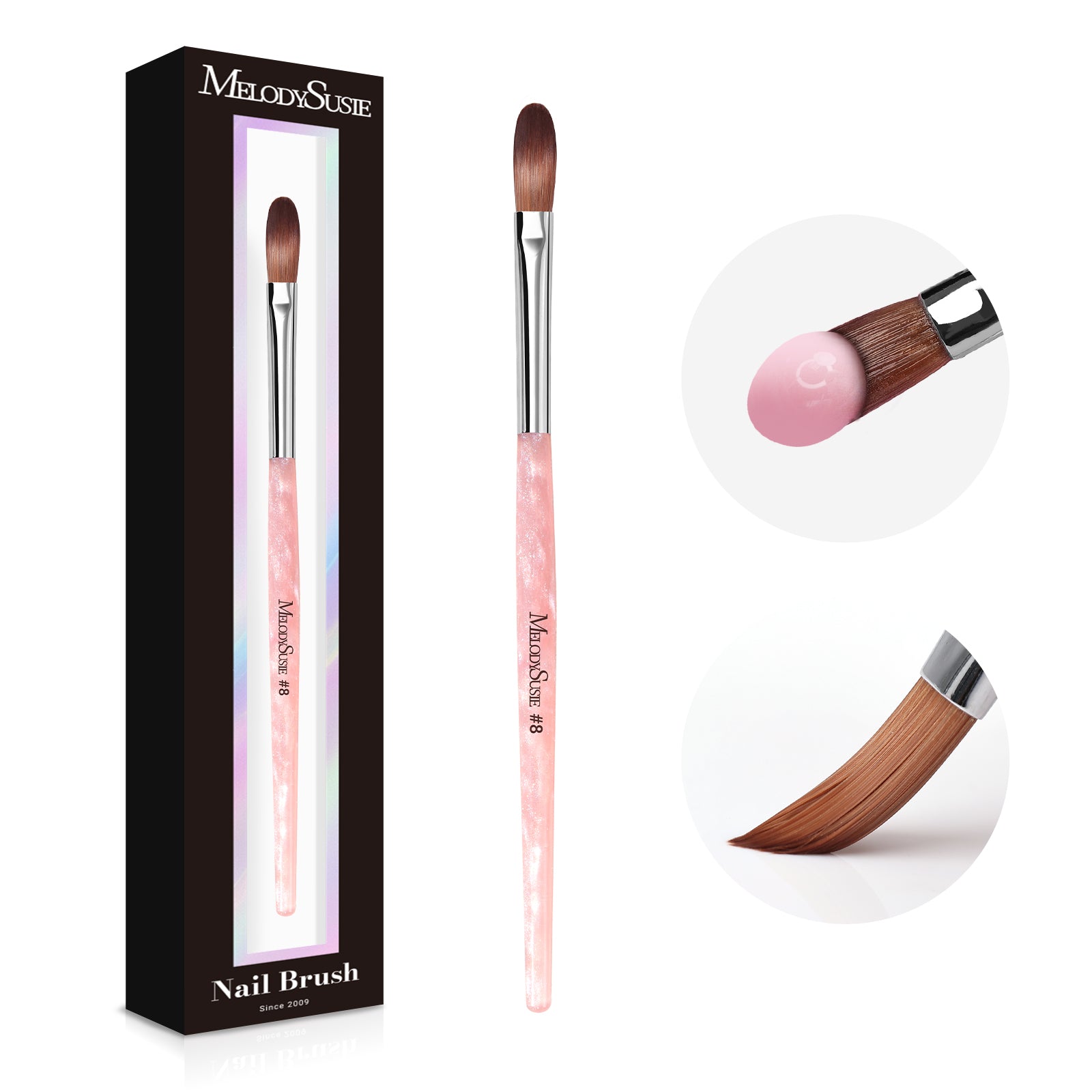 Kolinsky Acrylic Nail Brush Set - Pink - 图片2