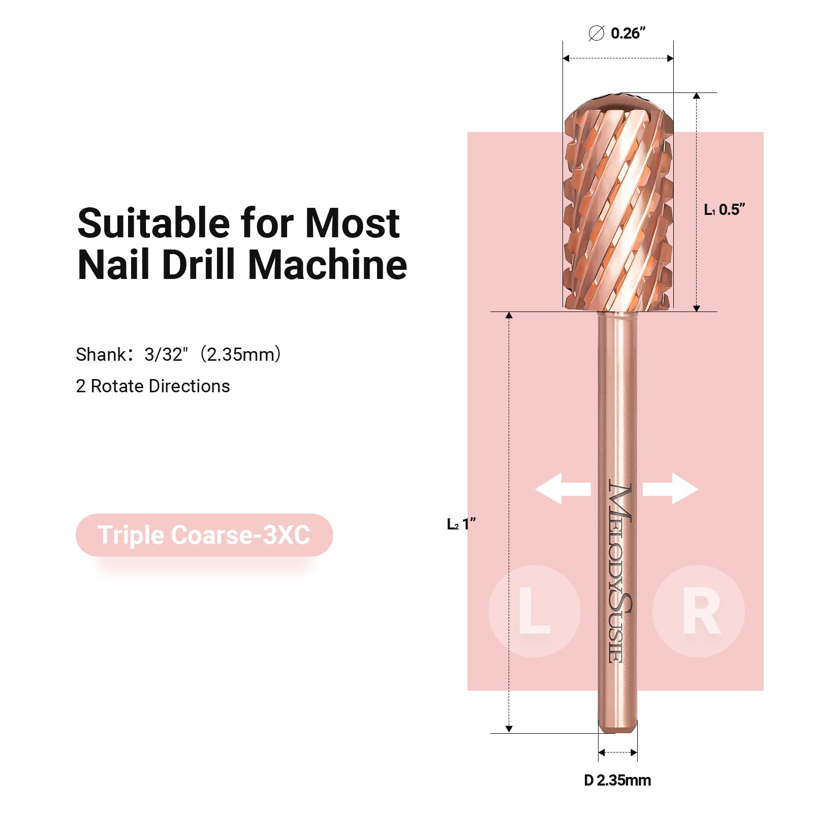 Large Barrel Smooth Top Tungsten Carbide Nail Drill Bits - 图片5