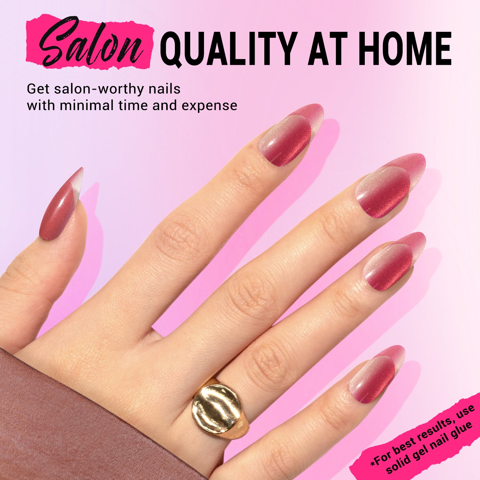 Light Pink Cat Eye Press On Nails Kit - US ONLY - 图片4