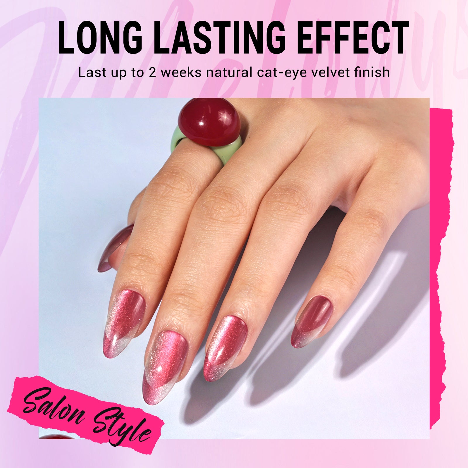 Light Pink Cat Eye Press On Nails Kit - US ONLY - 图片6