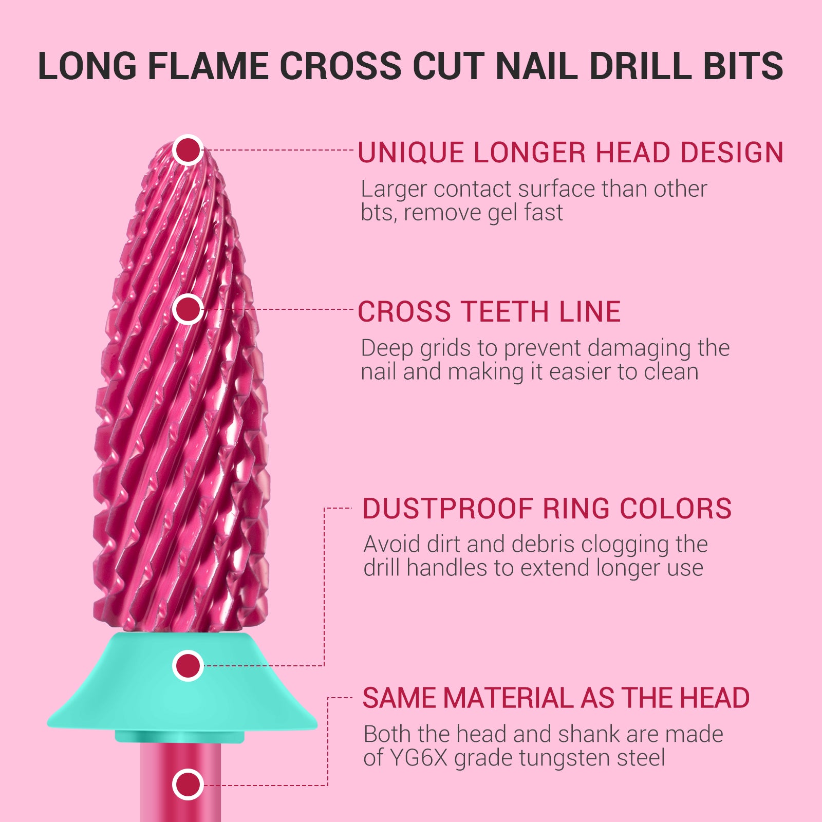 Long Flame Tungsten Carbide Nail Drill Bit - 图片5