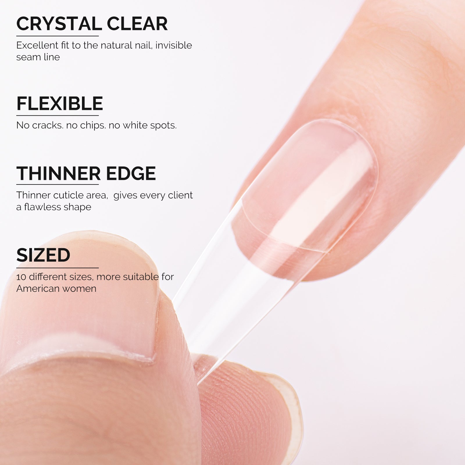 Long Square Nail Tips – Clear Half Cover - 图片4
