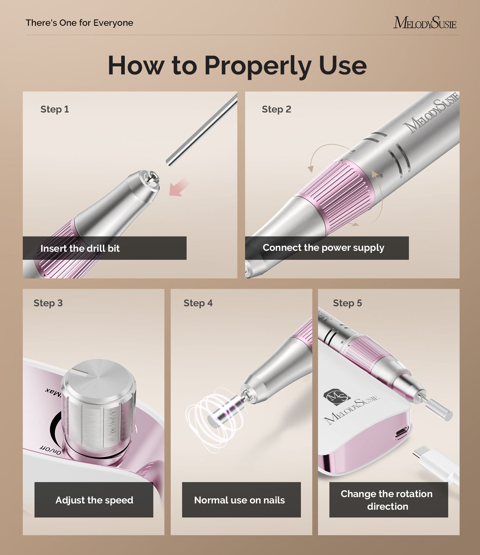 Manicure Beginner SC320F Nail Drill Kit - Rose Gold - 图片5