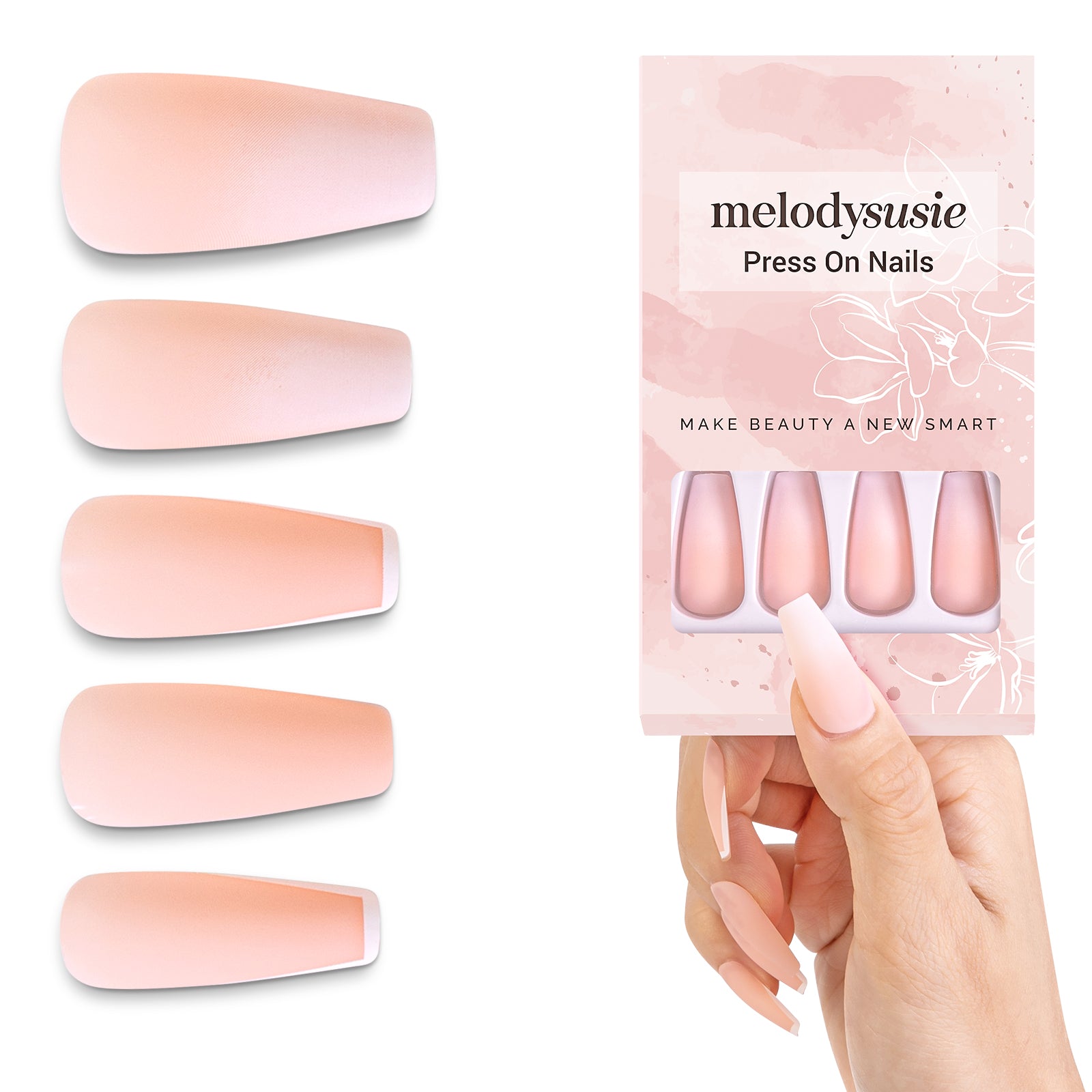 Matt Peach Acrylic Press On Nails Kits