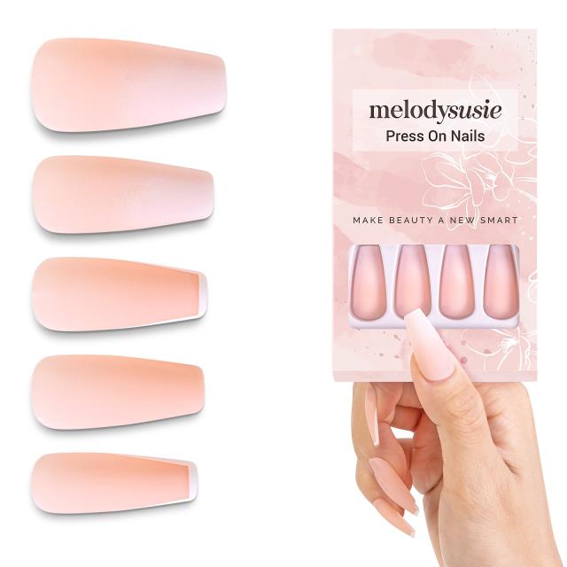 Matt Peach Acrylic Press On Nails Kits