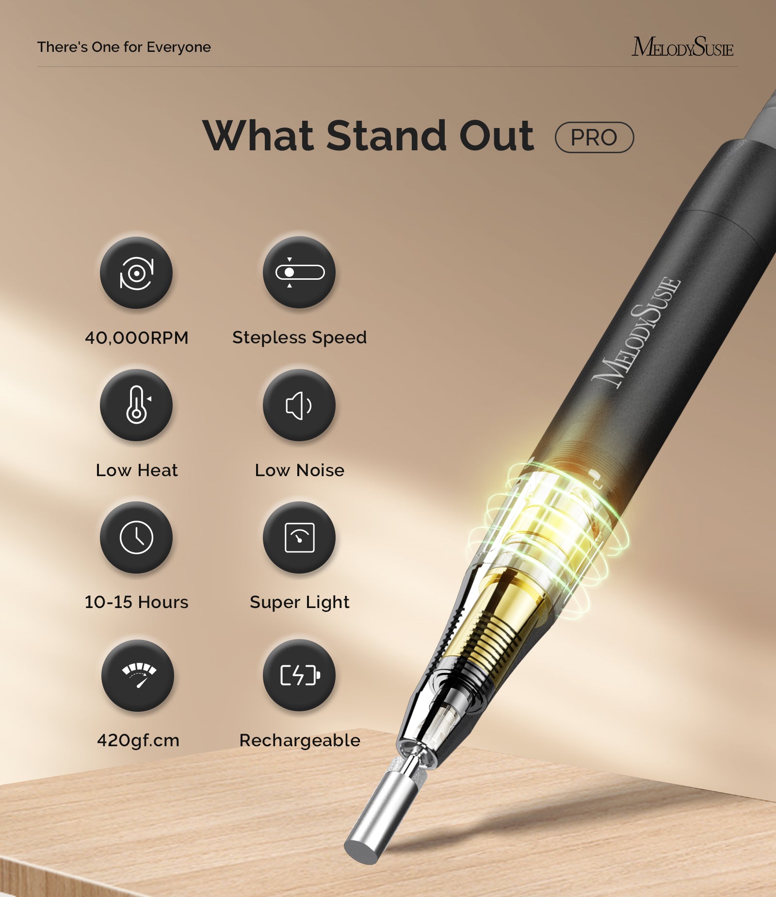 MB420G Clip-On Professional Rechargeable 2-in-1 Nail Drill with Built-In Stand 40,000RPM - 图片9