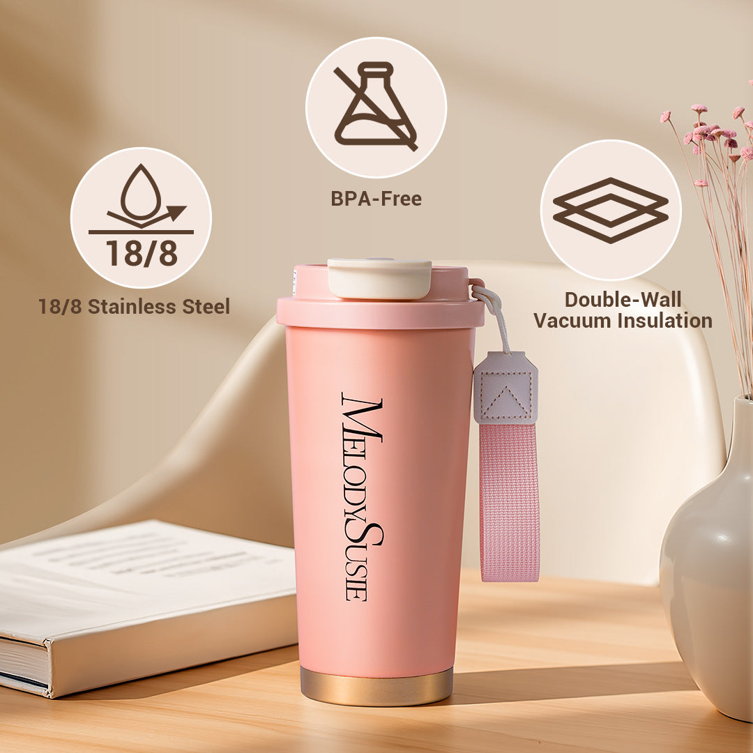 MelodySusie Pink 17oz Stainless Steel Travel Coffee Cup - 图片2