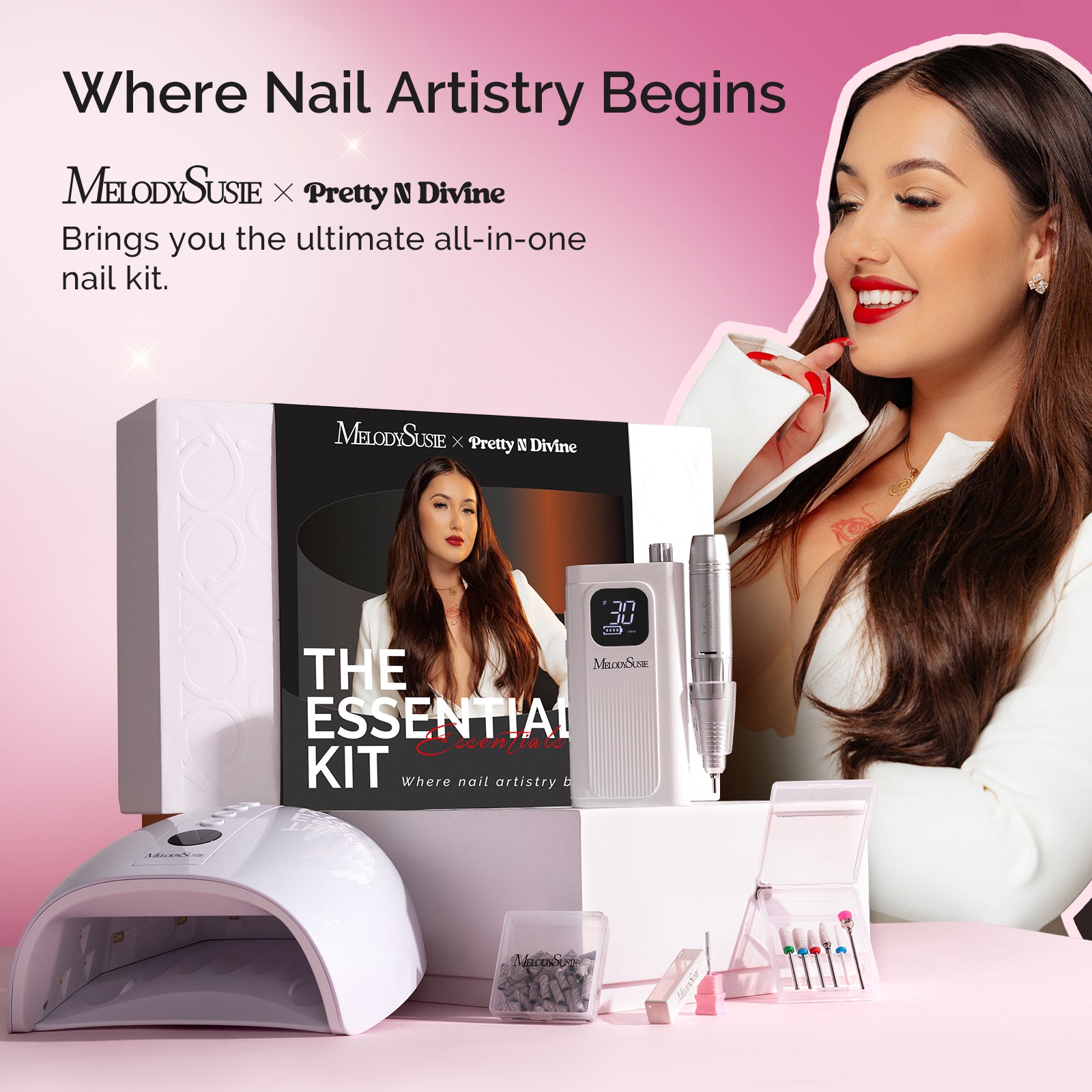 Melodysusie x Prettyndivine SC300F Nail Drill & P-Plus30G Nail Lamp Gift Box - Image2