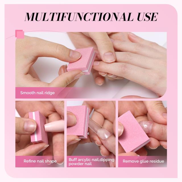 50Pcs Mini Nail Buffer Block 100/180 Grit - Pink