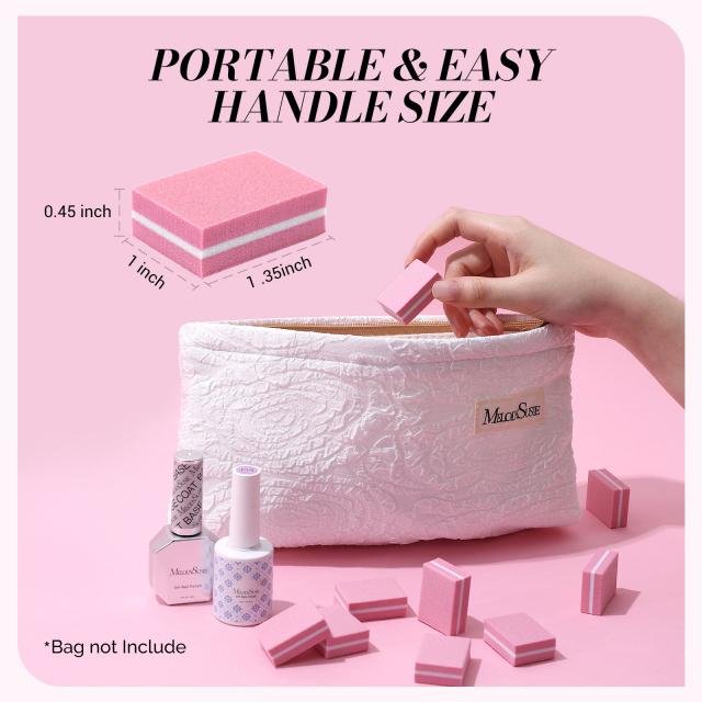 50Pcs Mini Nail Buffer Block 100/180 Grit - Pink