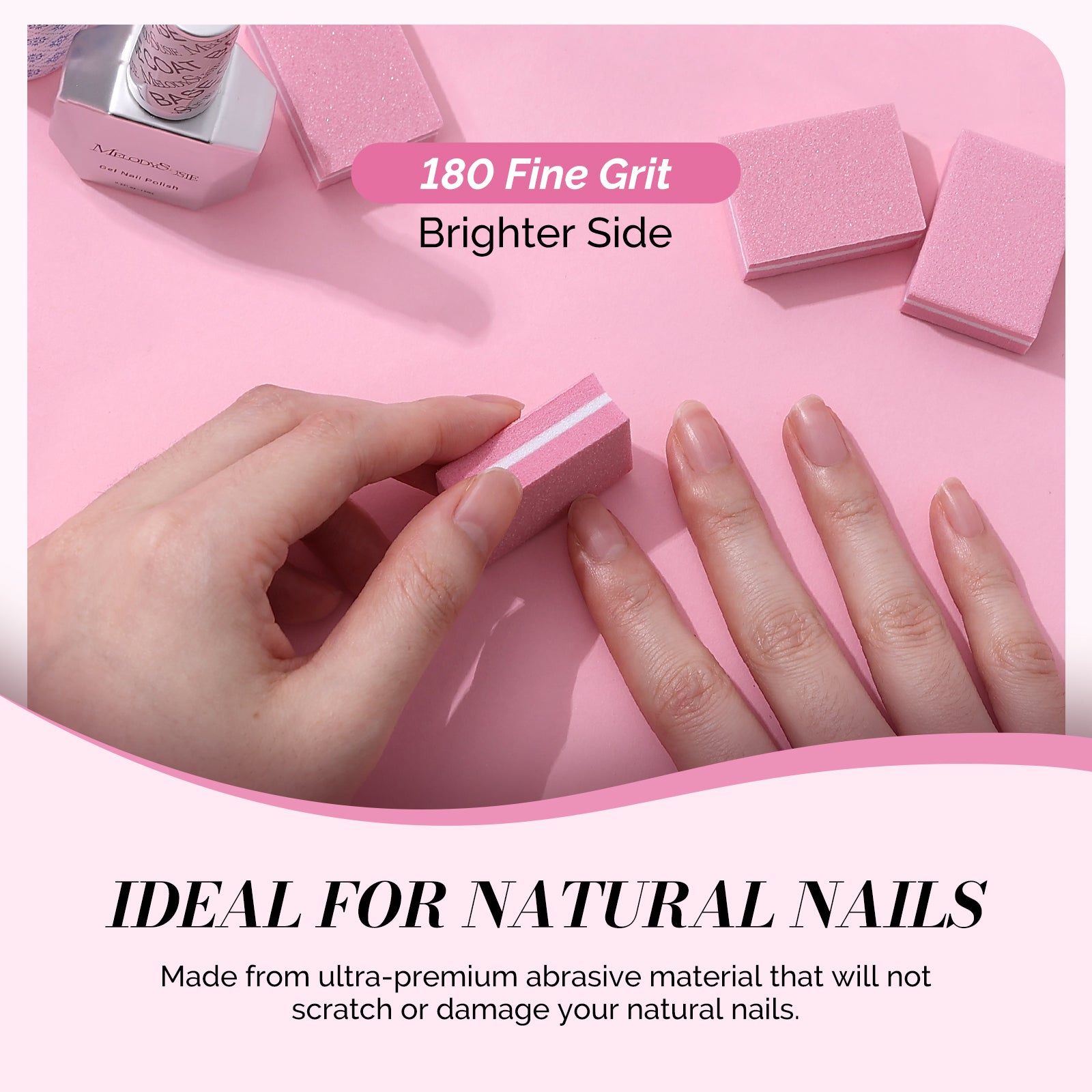 50Pcs Mini Nail Buffer Block 100/180 Grit - Pink - 图片7