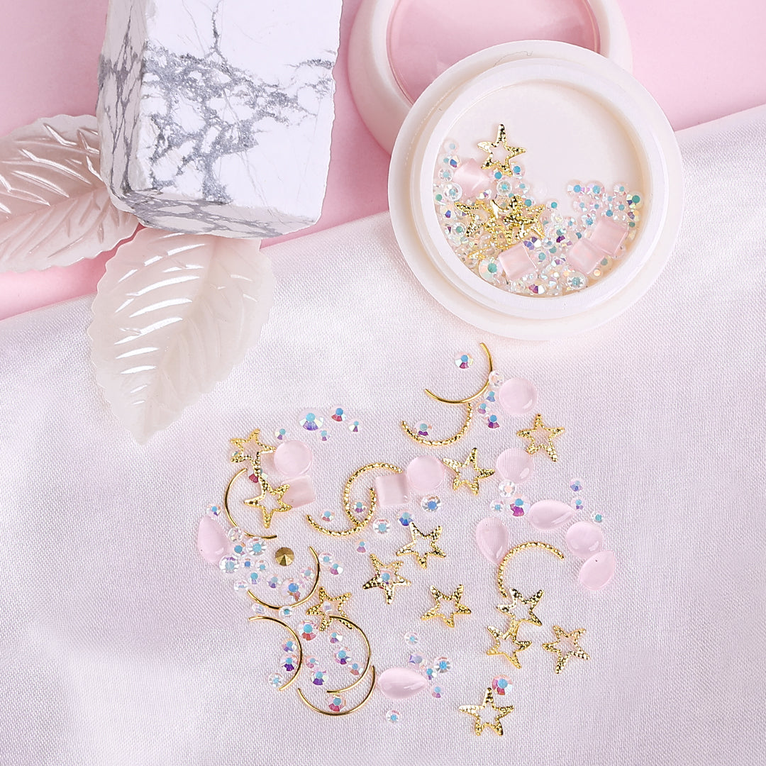 Mixed Rivets Alloy Flatback Crystal Opal Nail Rhinestones - 图片4