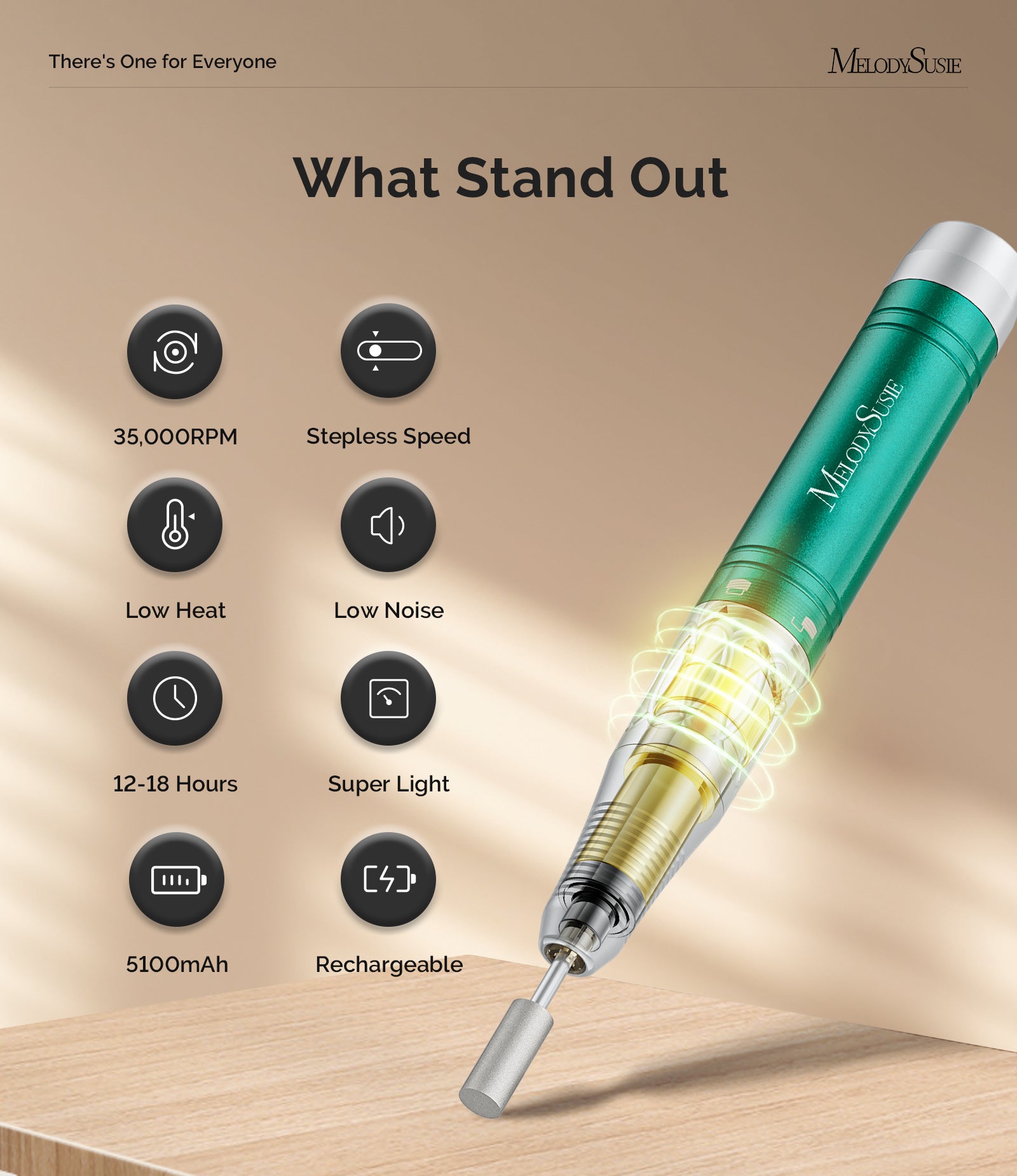 Jade Plus(MB450C) Rechargeable Nail Drill 35,000RPM - 图片5