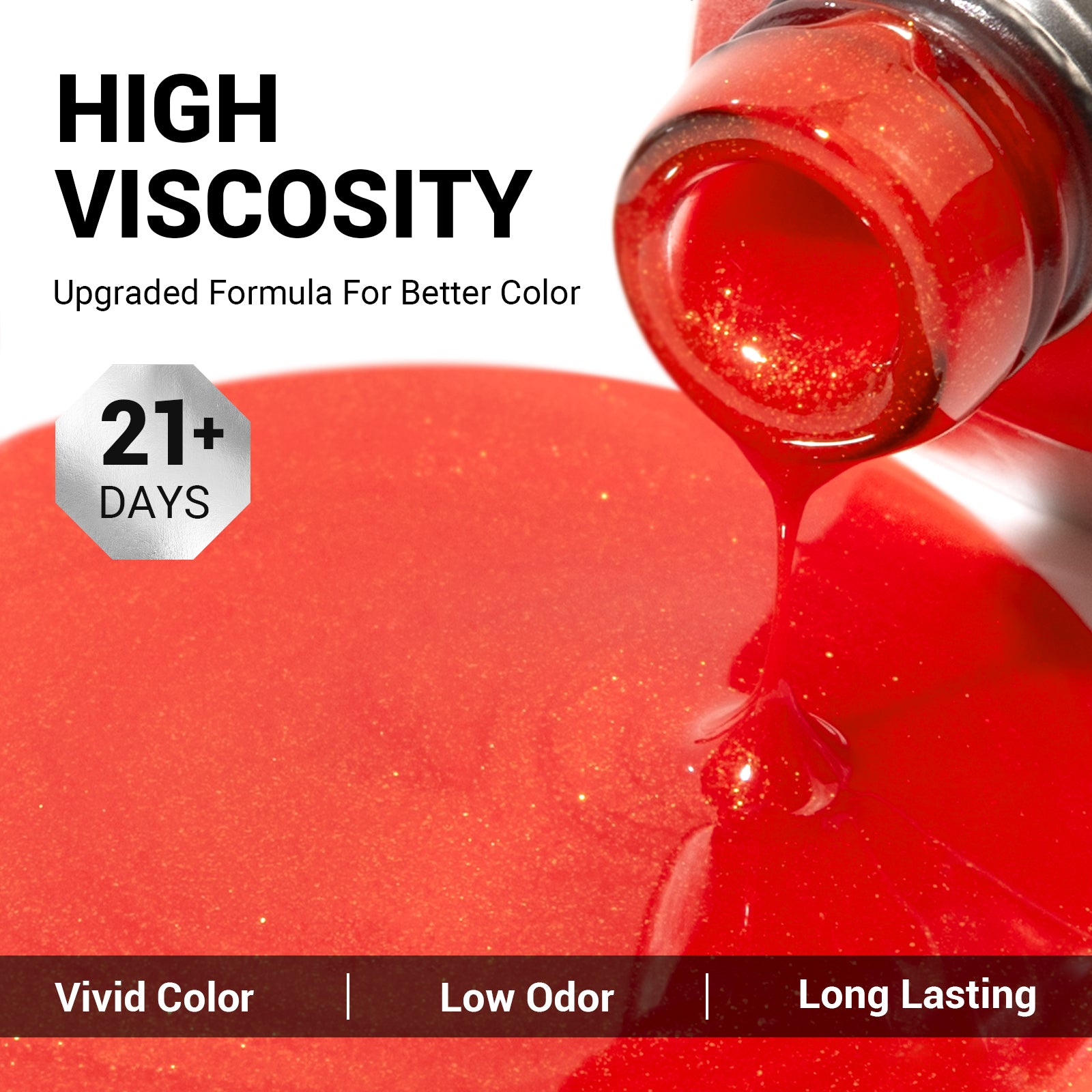 N1680 Neon Blaze Red - TPO-Free Thick Gel Nail Polish(15ml) - 图片3