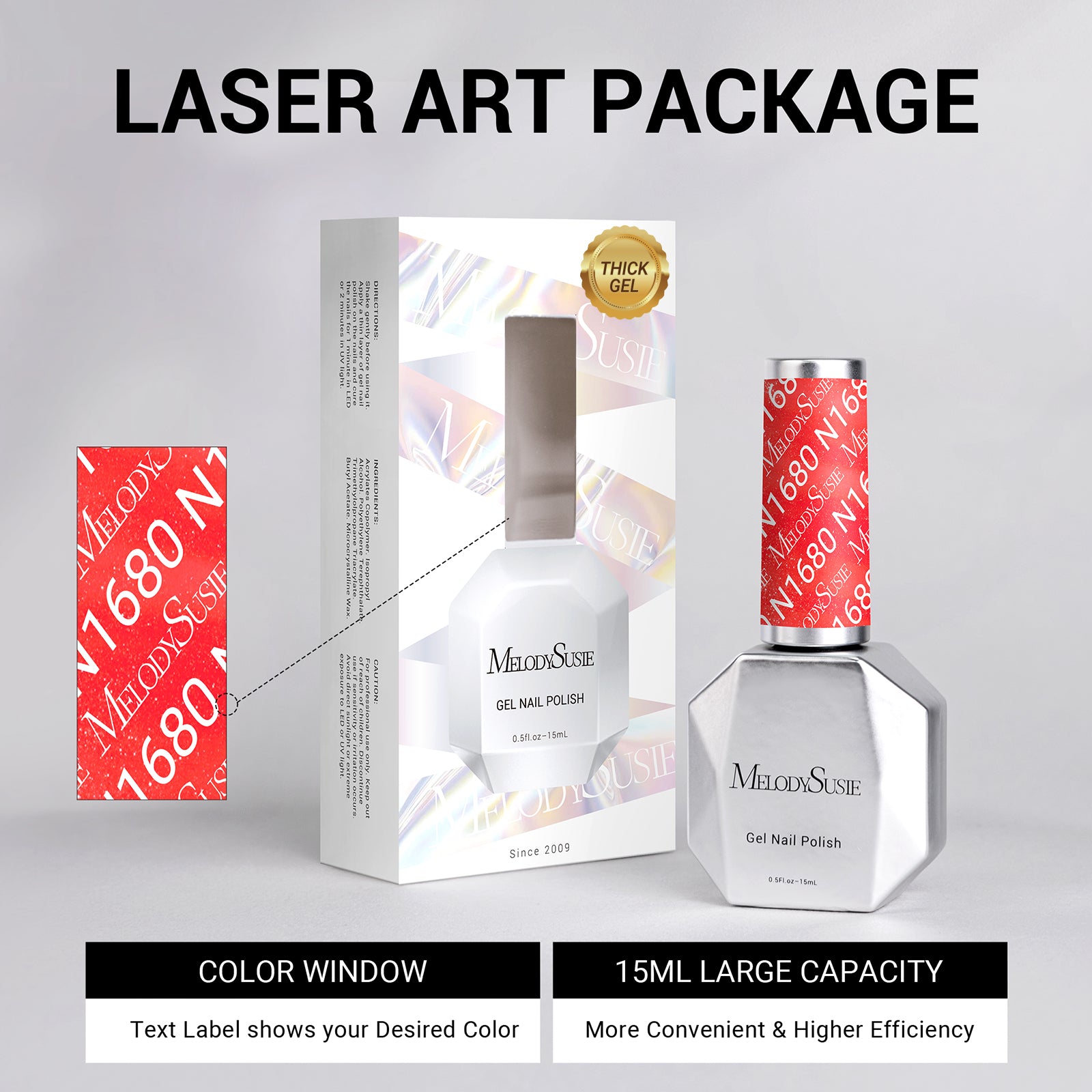 N1680 Neon Blaze Red - TPO-Free Thick Gel Nail Polish(15ml) - 图片6