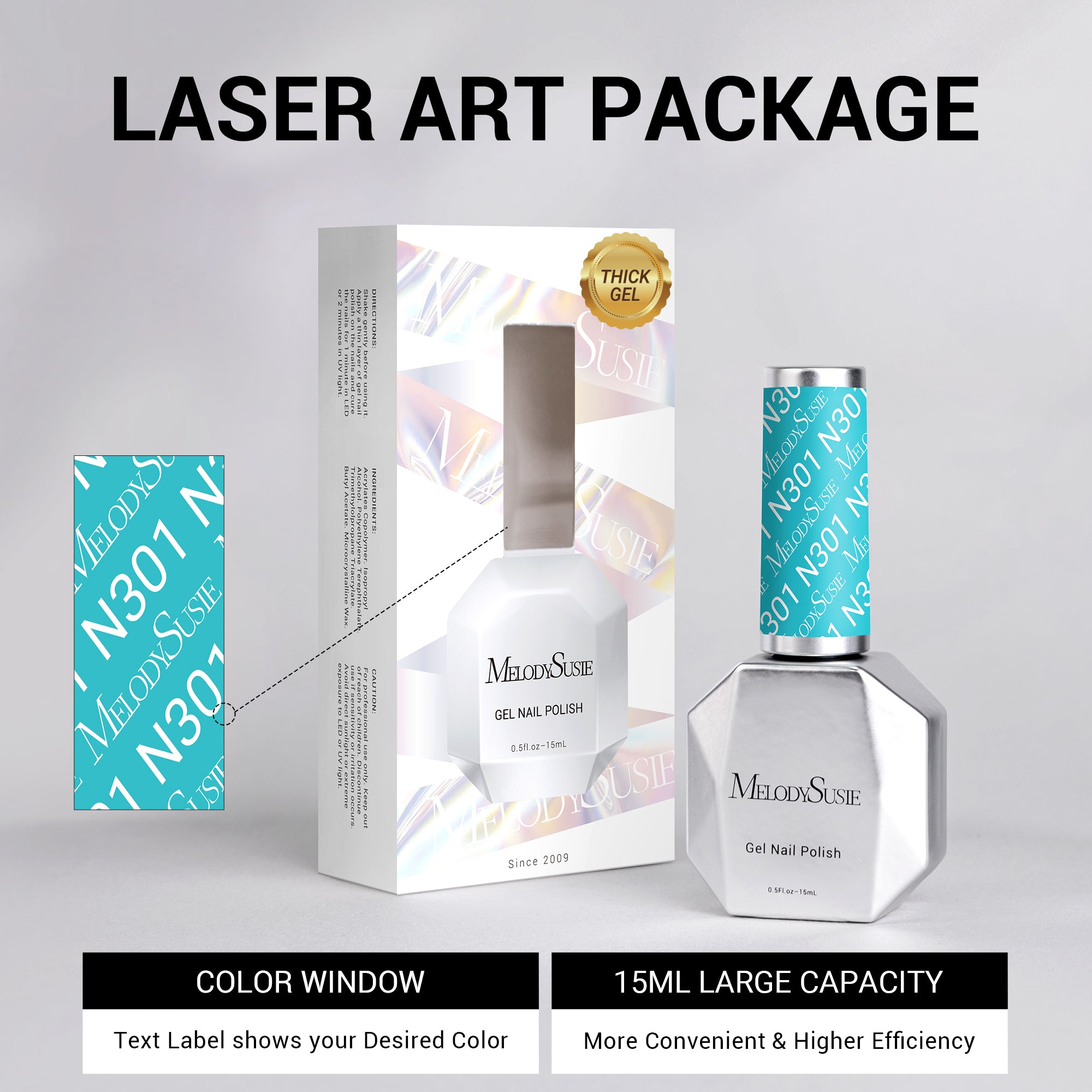 N301 Surf Blue - TPO-Free Thick Gel Nail Polish(15ml) - 图片6