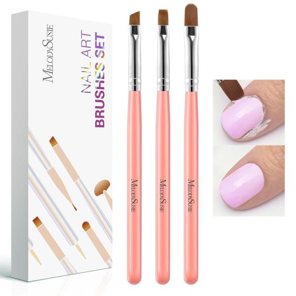 Nail Art Brushes Set 3Pcs - Orange