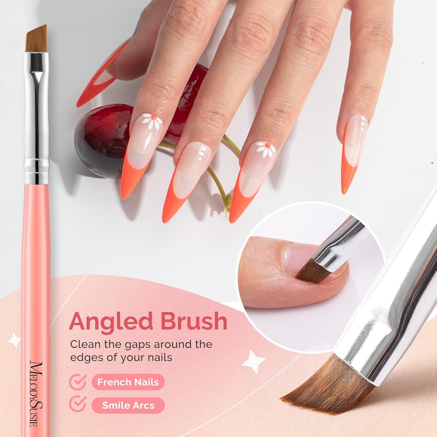 Nail Art Brushes Set 3Pcs - Orange - 图片3