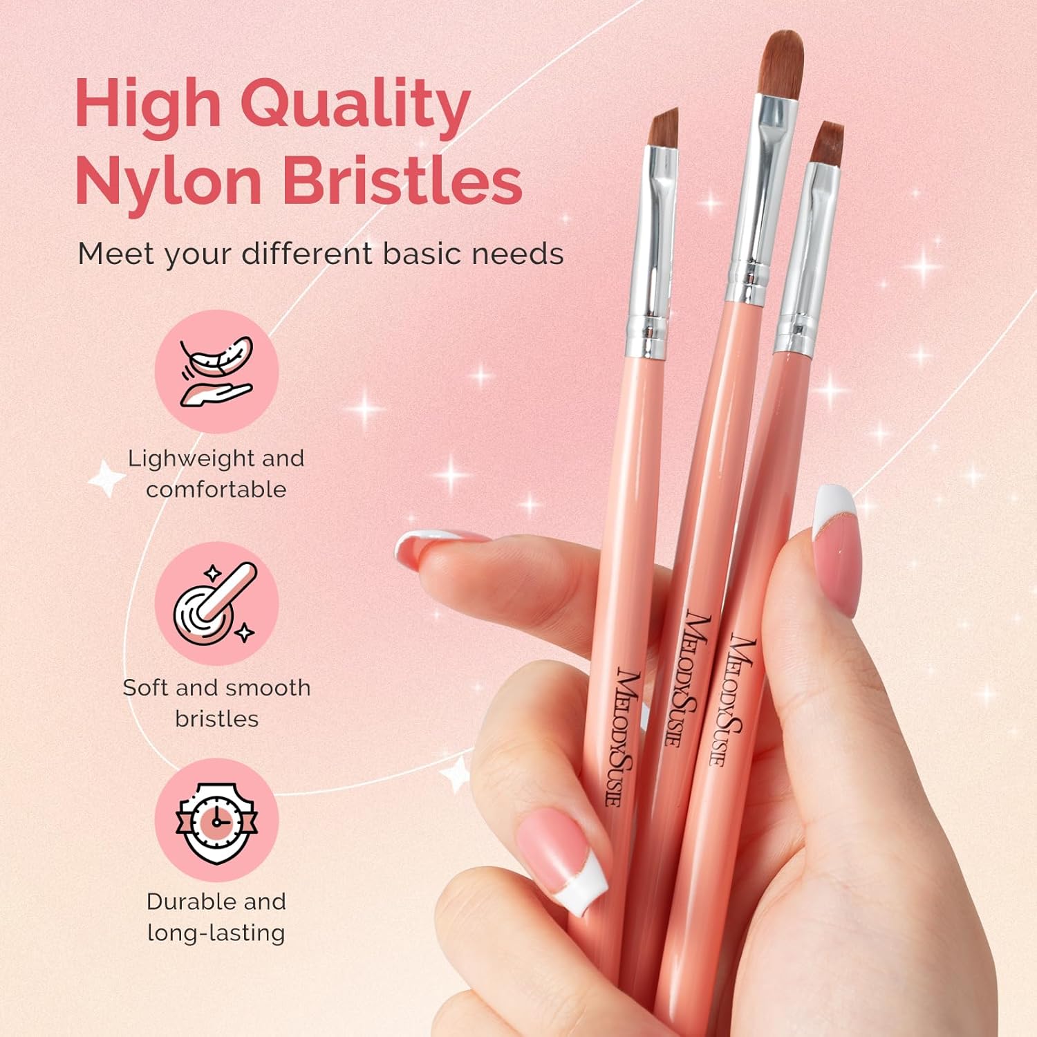 Nail Art Brushes Set 3Pcs - Orange - 图片2