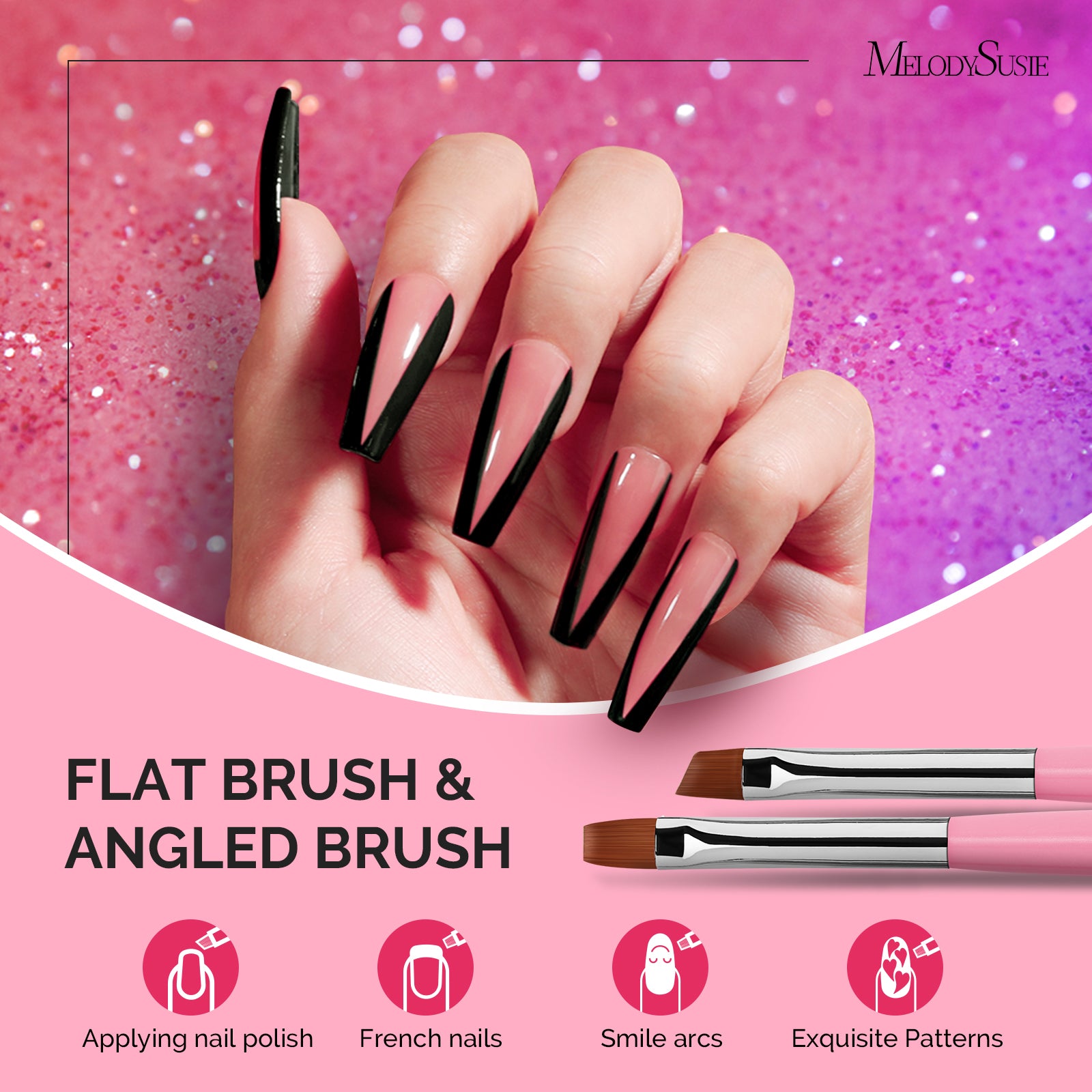 Nail Art Brushes Set 6Pcs - Pink - 图片3