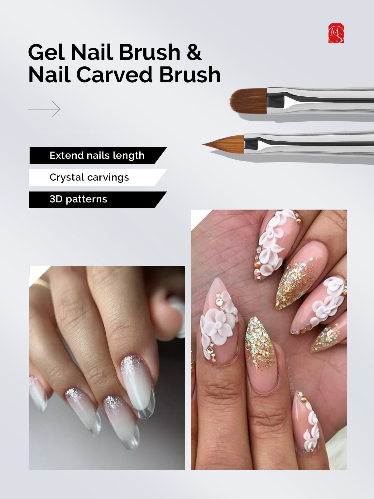 Nail Art Brushes Set (6Pcs) - US ONLY - 图片3