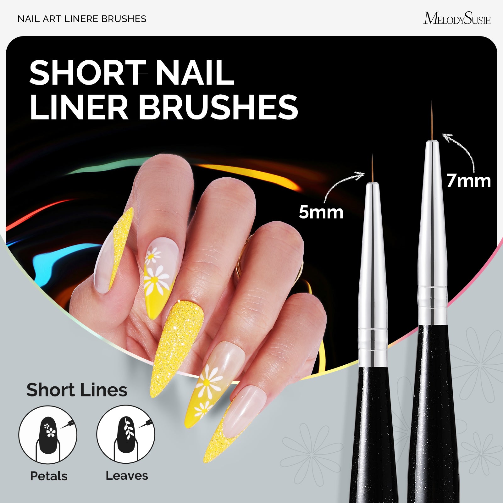 Nail Art Liner Brushes 5Pcs - Black - 图片4