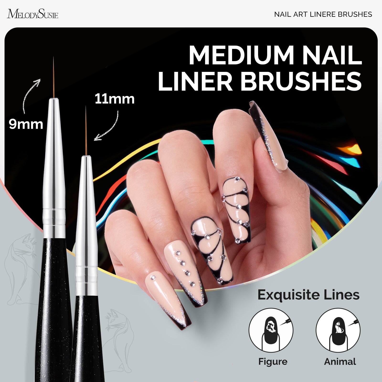 Nail Art Liner Brushes 5Pcs - Black - 图片5