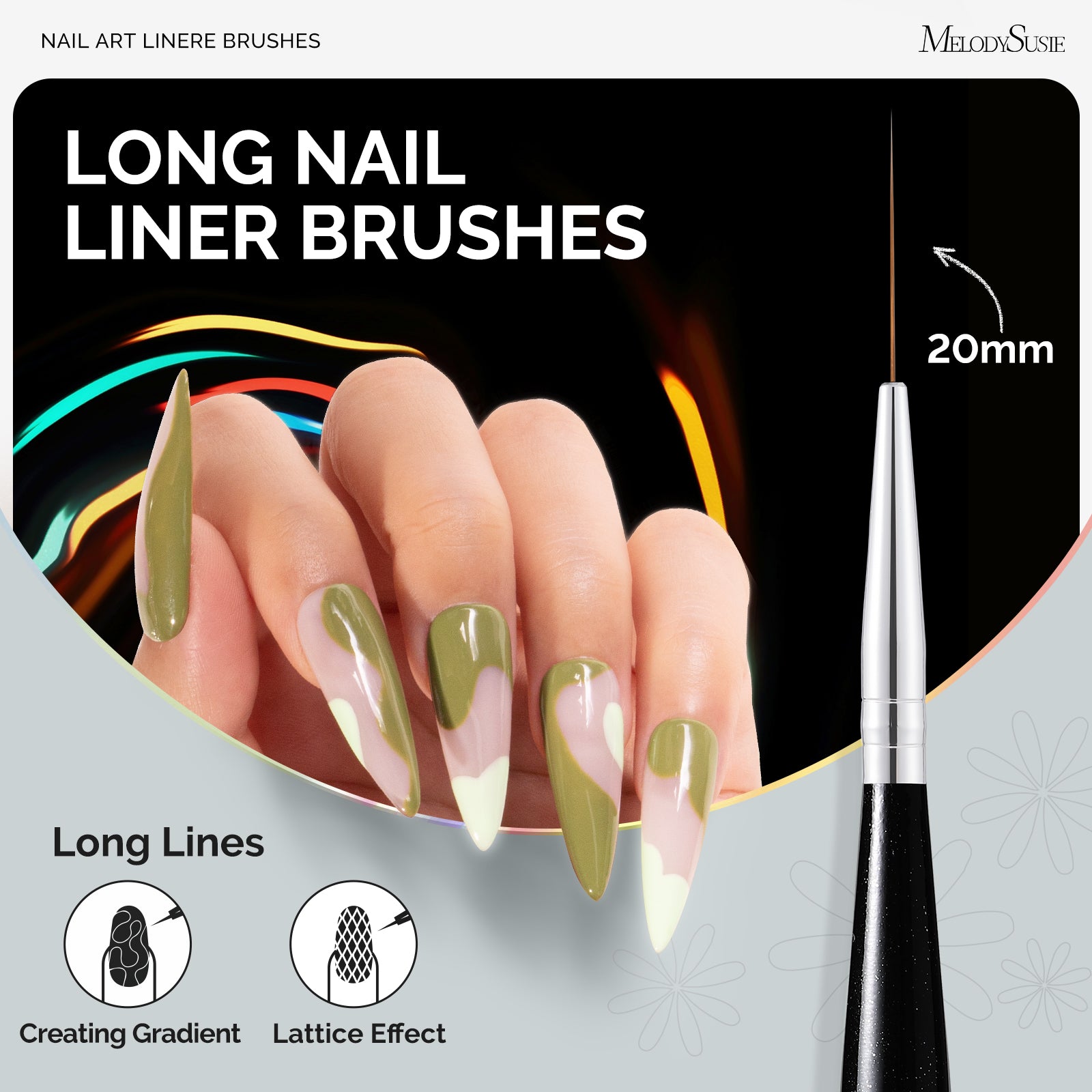 Nail Art Liner Brushes 5Pcs - Black - 图片6