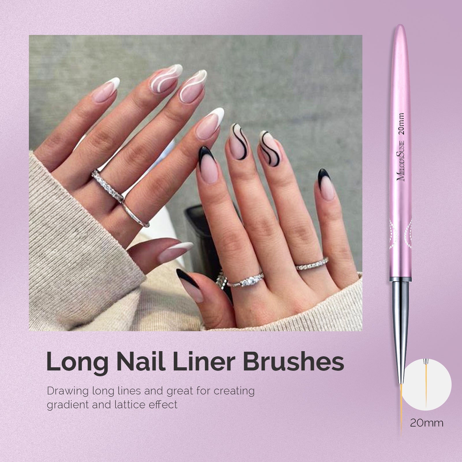 Nail Art Liner Brushes 5Pcs - Rose Gold - 图片5