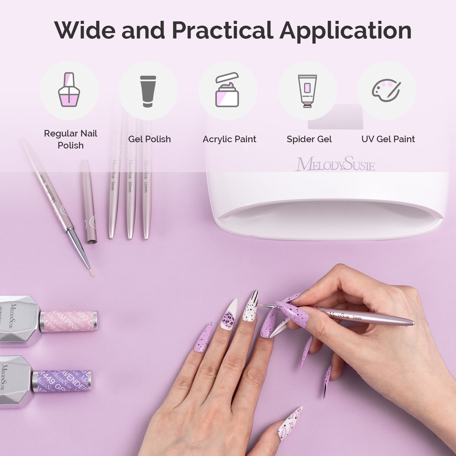 Nail Art Liner Brushes 5Pcs - Rose Gold - 图片6