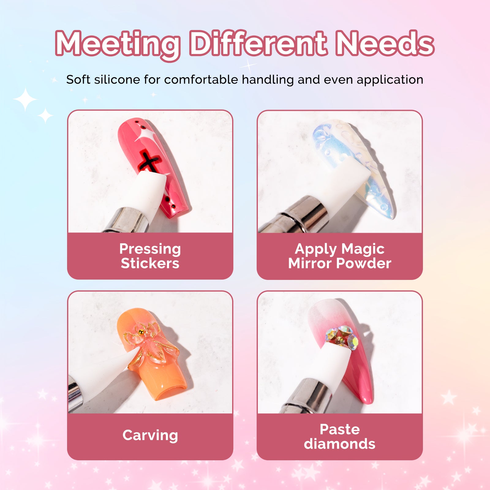 Nail Art Sculpture Pen Acrylic Dual Tipped Brushes 5 Pcs - 图片4