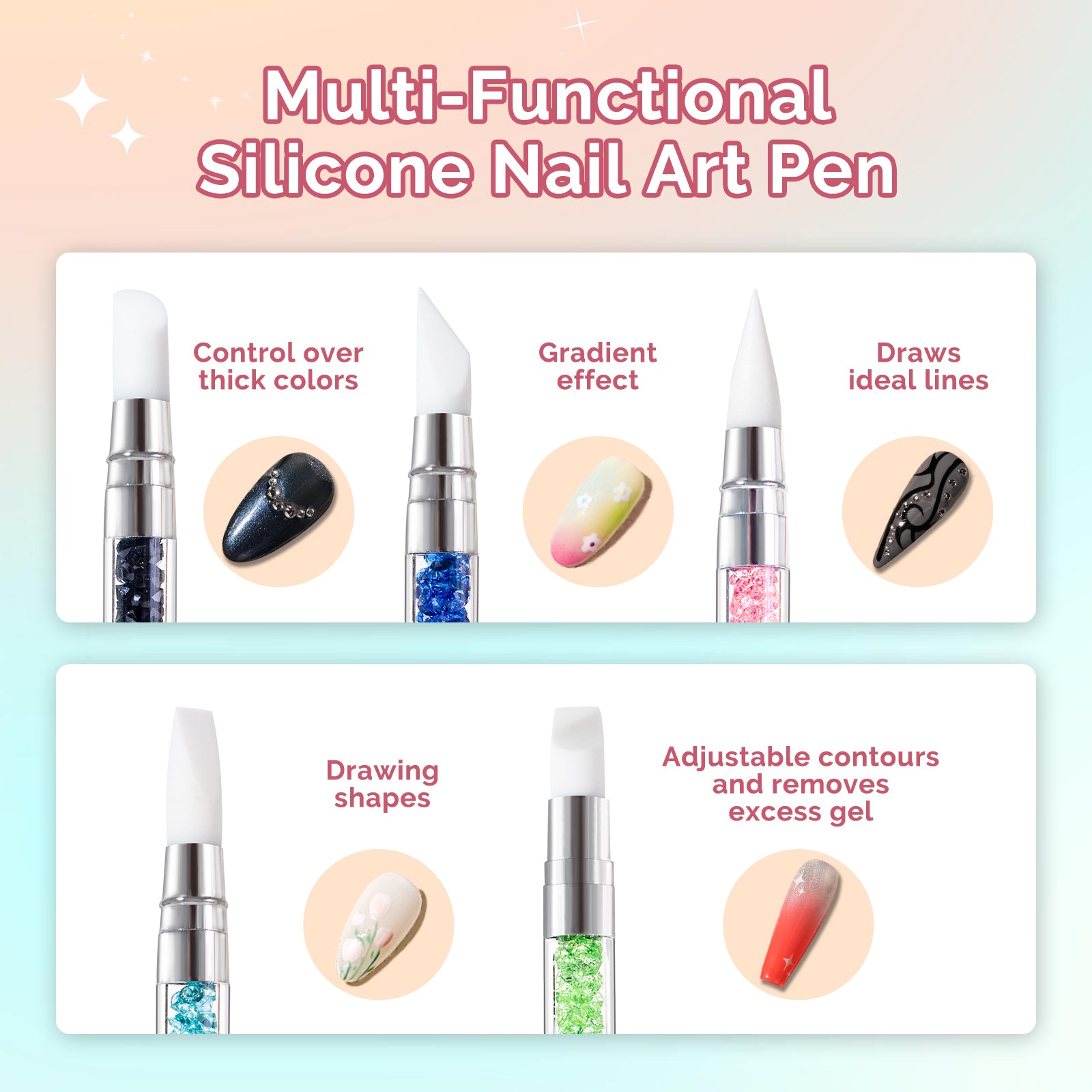 Nail Art Sculpture Pen Acrylic Dual Tipped Brushes 5 Pcs - 图片5