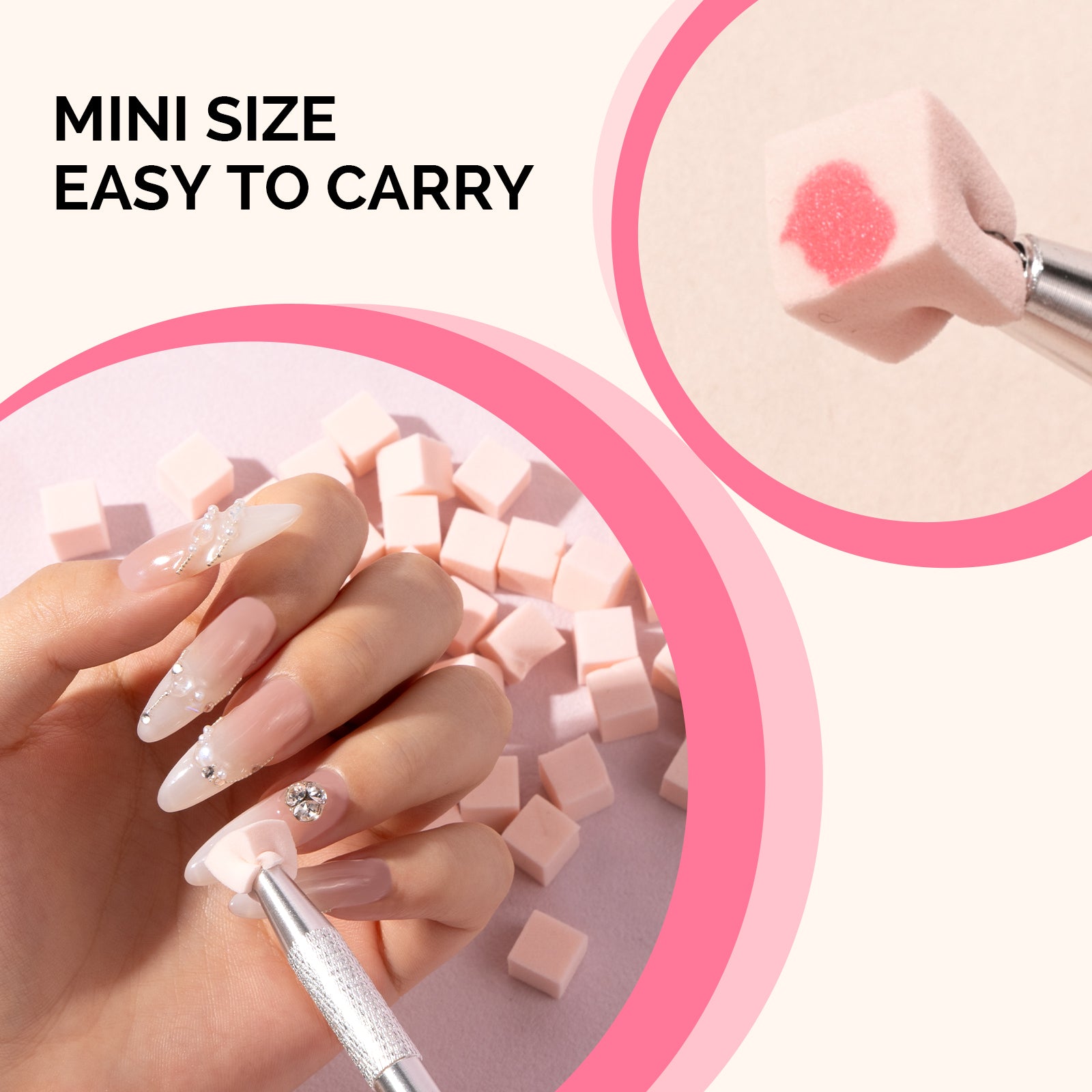 Nail Art Sponges With Grabbing Pen - Nude Pink - 图片2