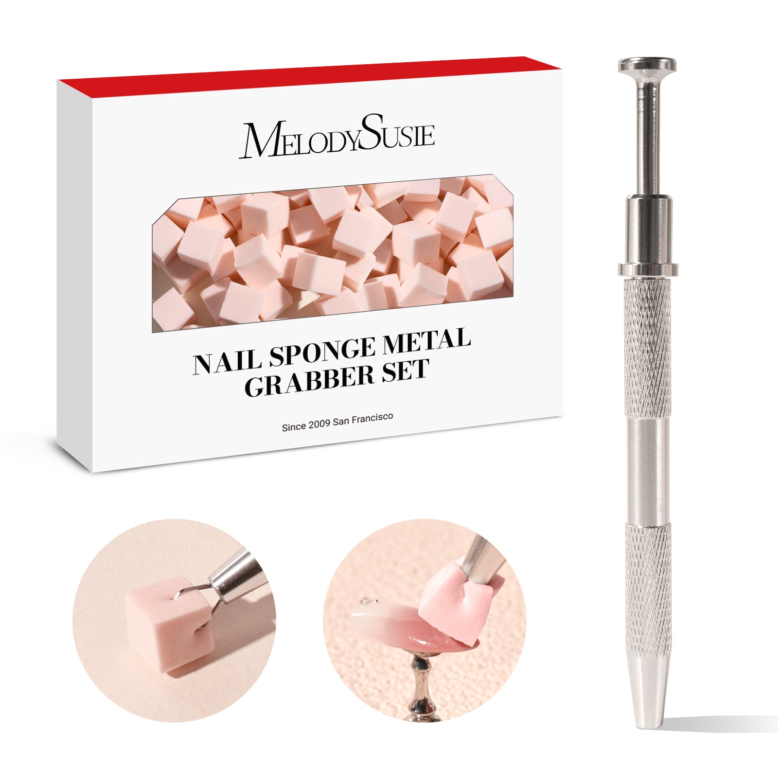 Nail Art Sponges With Grabbing Pen - Nude Pink - 图片4