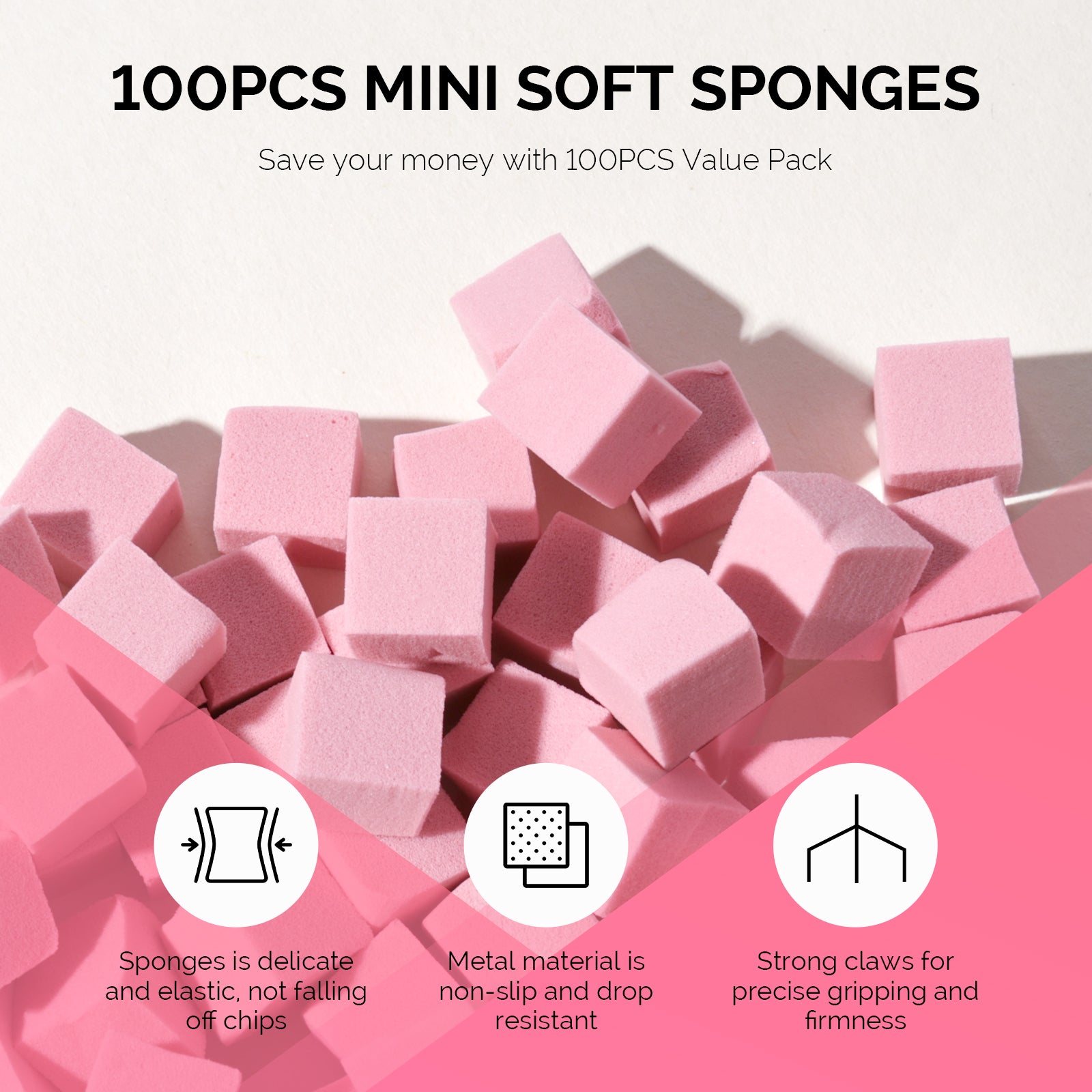 Nail Art Sponges With Grabbing Pen - Plum Pink - 图片2