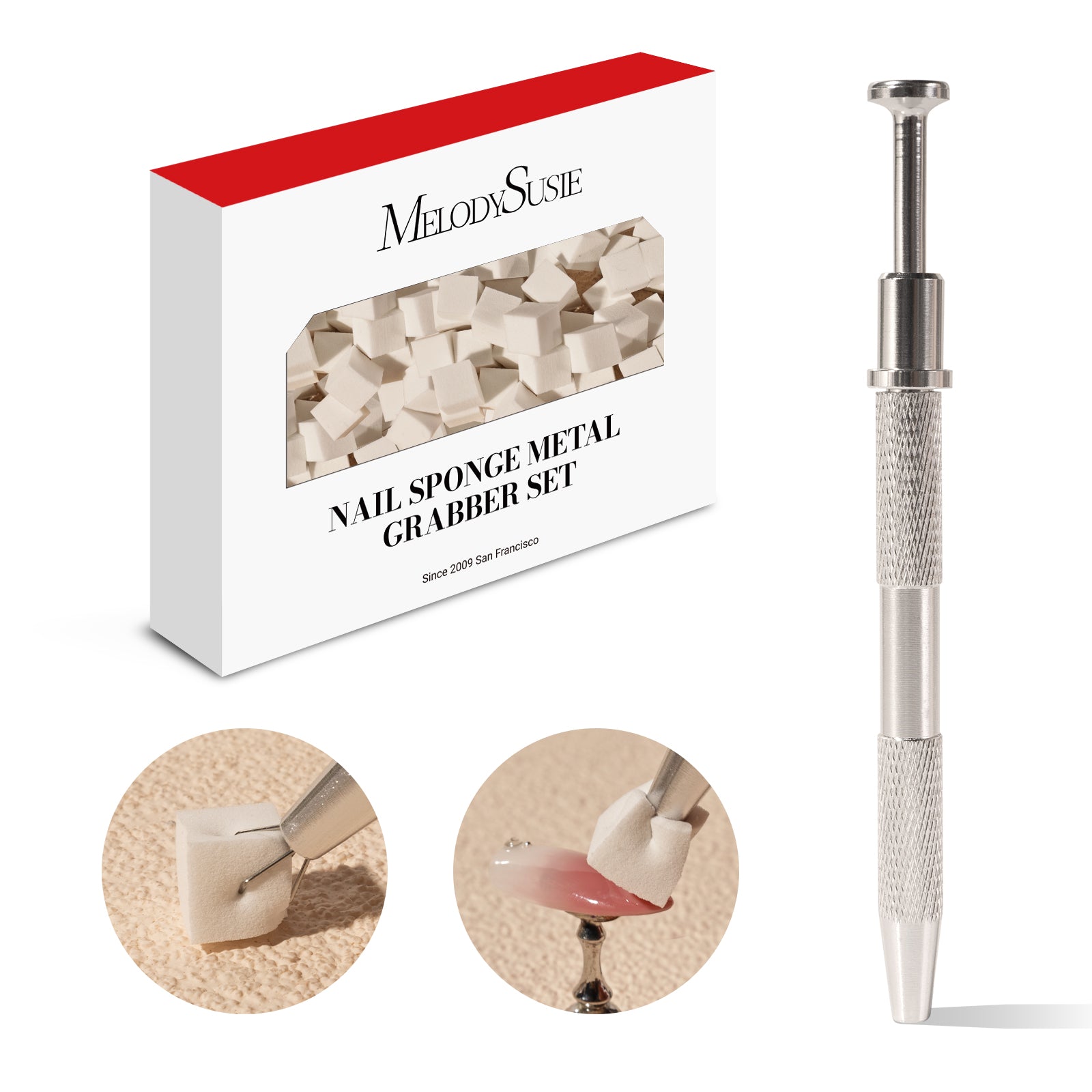 Nail Art Sponges With Grabbing Pen - White