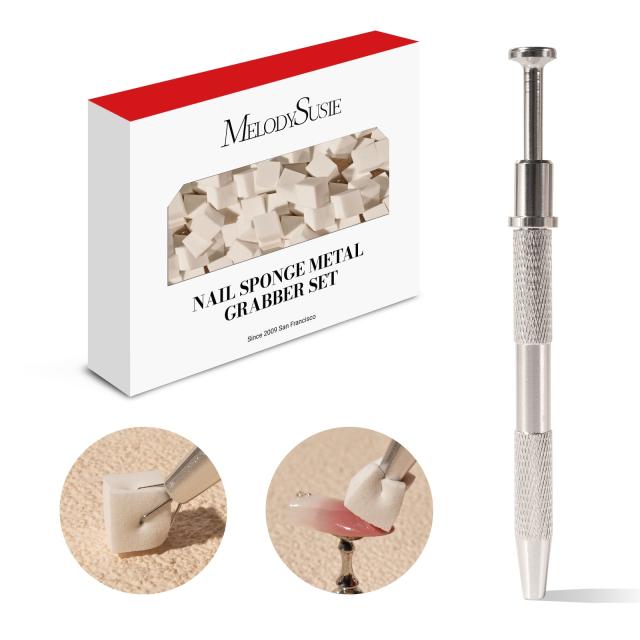 Nail Art Sponges With Grabbing Pen - White