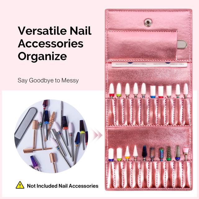 Nail Drill Bits Folding Storage Bag With Gift Box