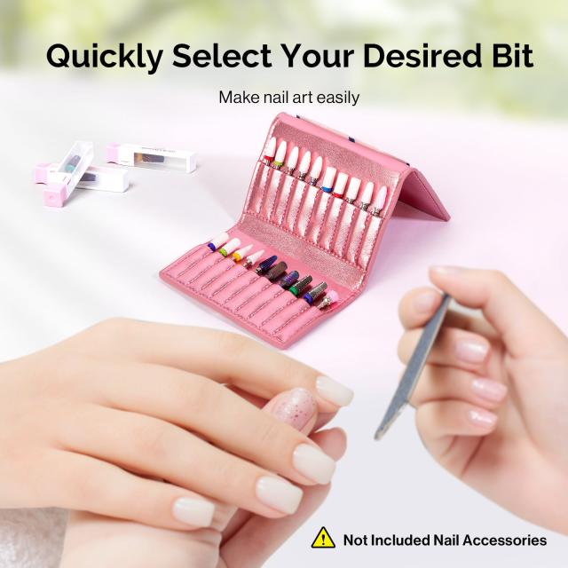 Nail Drill Bits Folding Storage Bag With Gift Box
