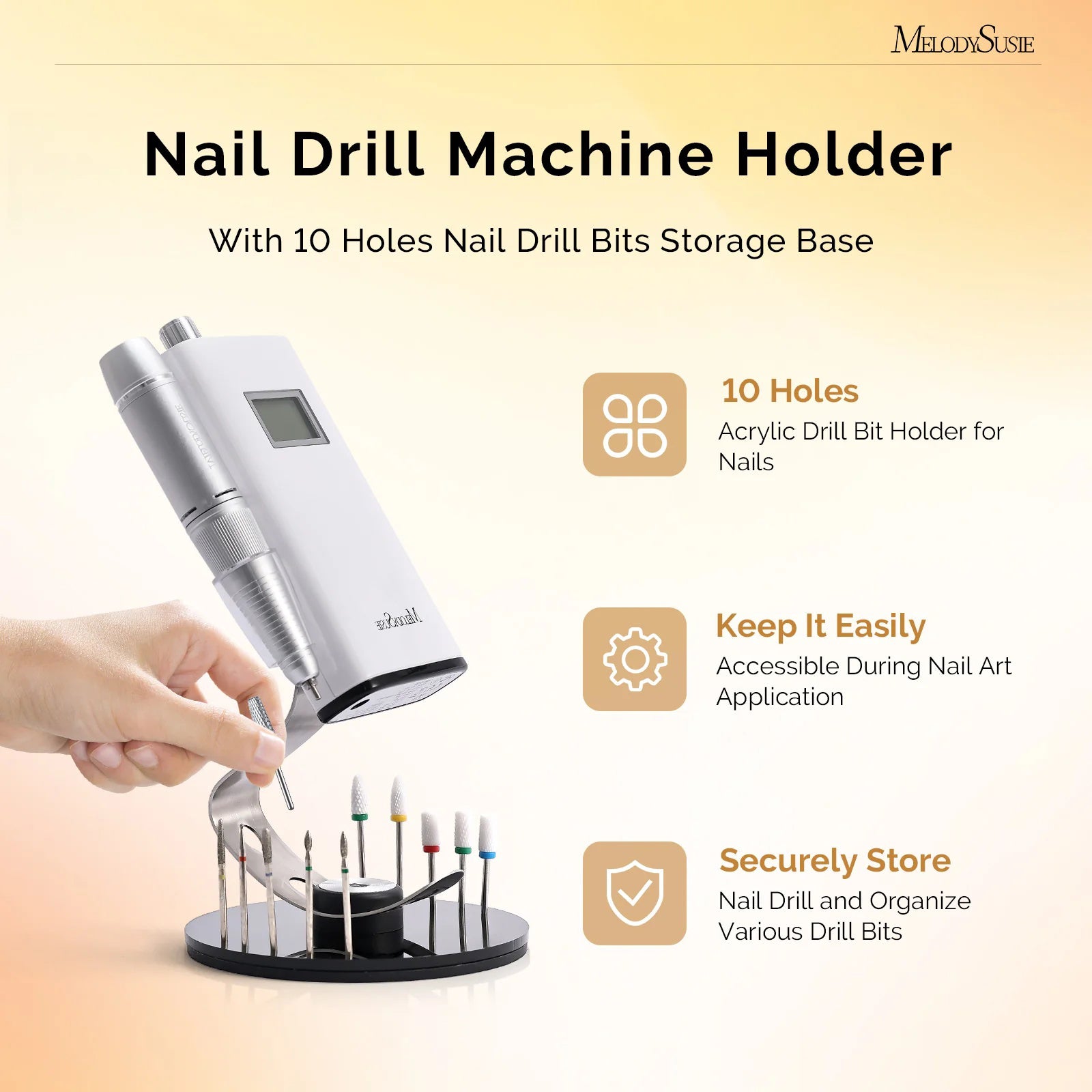Nail Drill Machine Holder with 10 Holes Nail Drill Bits - 图片2